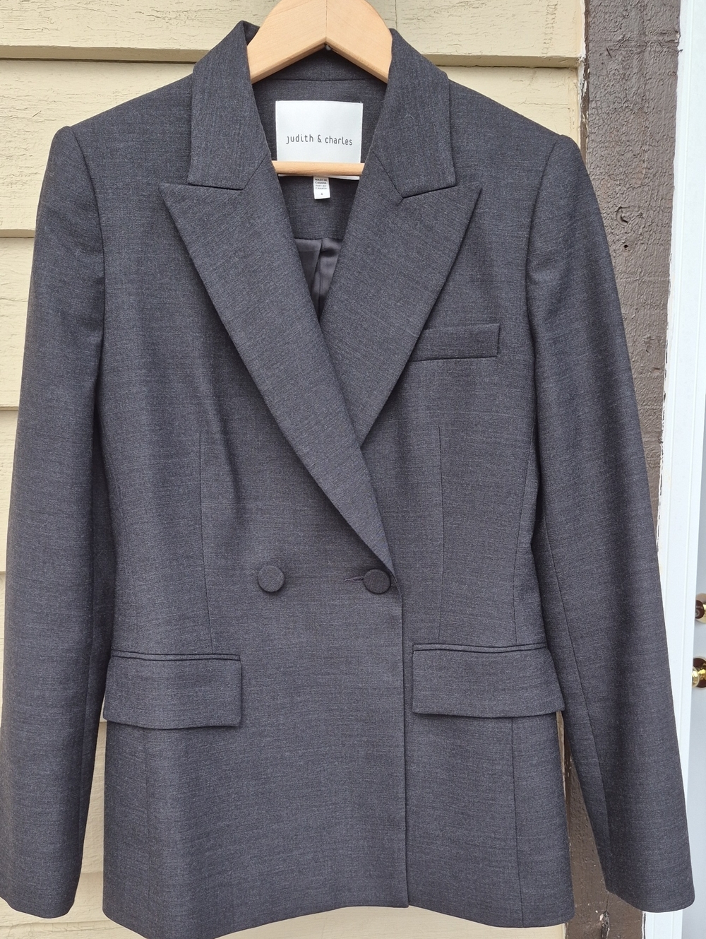 Judith And Charles Double-Breasted Wool Blazer Size 4 (Made In Canada)